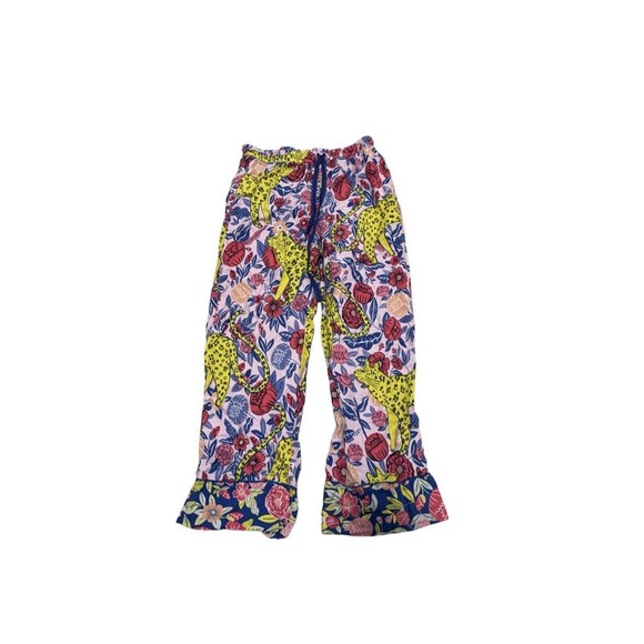 Anthropologie Agathe Singer Cheetah Flannel Sleep Pants Size M Colorful Designer - Picture 2 of 4